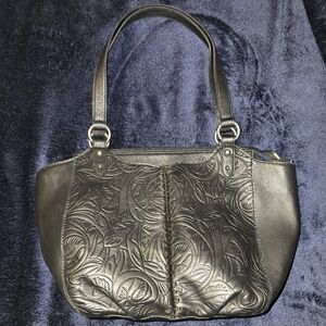 The Sak Bolinas Leather Satchel Maritime Wave Embossed Like New No Tags